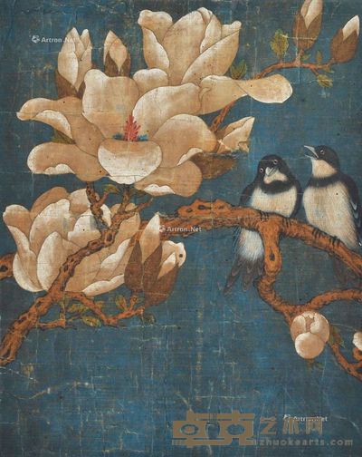 佚名 玉兰双鹊 26×21cm