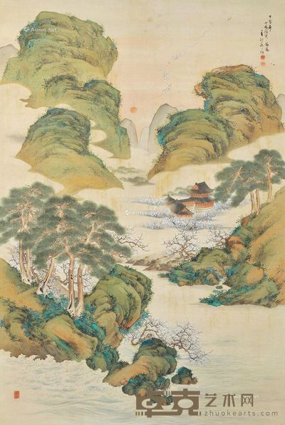 藤千松 青绿山水 143×96cm