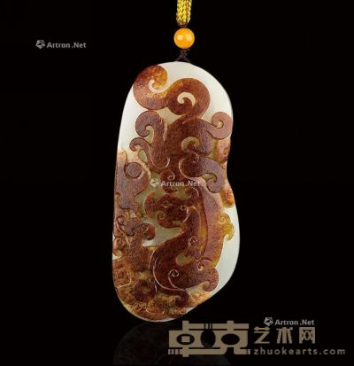枣红皮白玉籽料“仿古龙凤”把件 长8.2×宽4.1×高2.8cm；重144.6g
