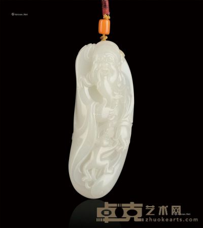 洒金皮白玉籽料“福禄寿”把件 长10×宽3.7×高2.1cm；重139g