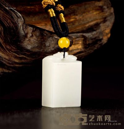 白玉籽料“福在眼前”印章 长3.01×宽1.89×高1.12cm；重17.3g