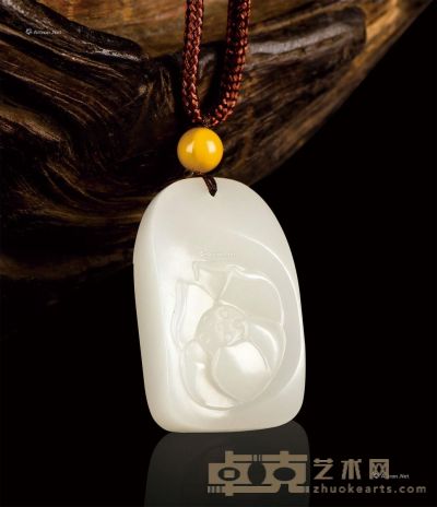 白玉籽料“青莲”挂件 长3.19×宽1.86×高1.19cm；重14.3g