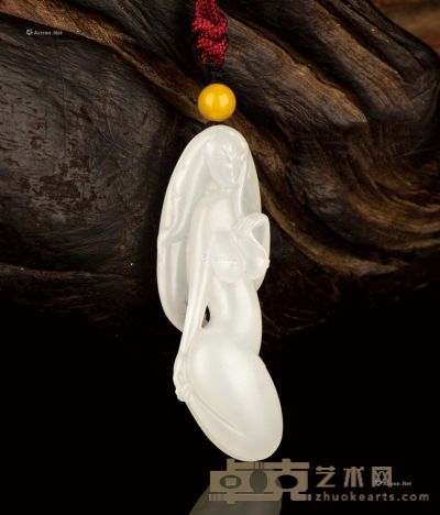 白玉籽料“裸女”挂件 长4.52×宽1.55×高1.15cm；重9.9g