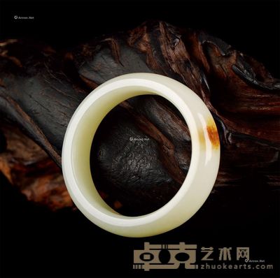 枣红皮白玉籽料手镯 内径5.36cm;镯面宽1.26cm;重75.4g