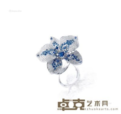 天然蓝宝石配钻石「蝴蝶兰」戒指 