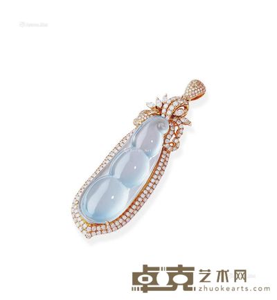 天然玻璃种翡翠「福豆」配钻石吊坠