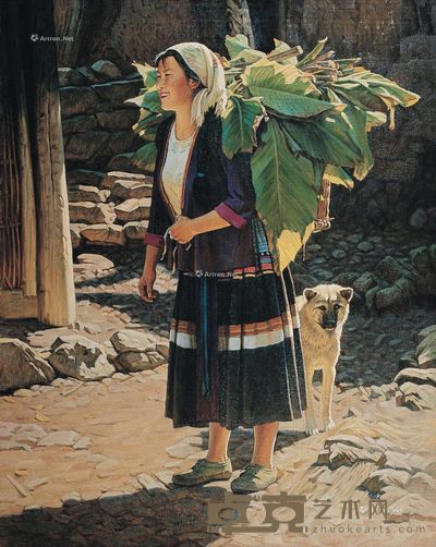 黄文波 篱笆女人和狗 100×80cm