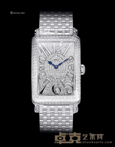 法兰克穆勒长岛系列18K白金镶钻石英链带腕表 