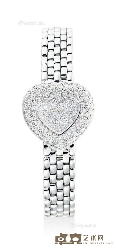 肖邦L.U.C系列18K白金镶钻女装石英链带腕表 