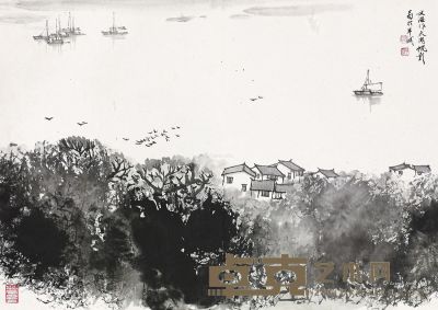 宋文治 太湖帆影 41×57.5cm