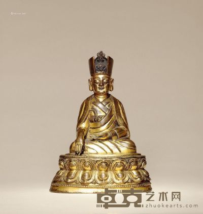 16世纪 铜鎏金噶玛巴 高12.5cm
