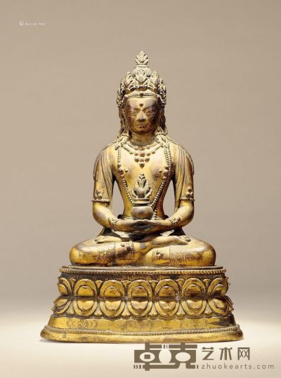 18世纪 铜鎏金无量寿佛 高21.5cm