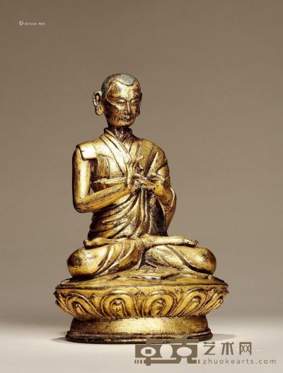 15世纪 铜鎏金萨迦班智达 高17.5cm