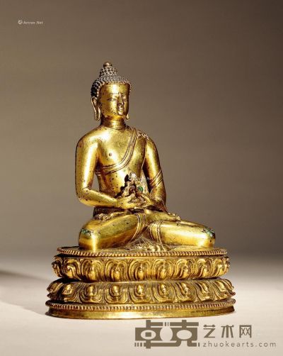 16世纪 铜鎏金无量寿佛 高15.5cm
