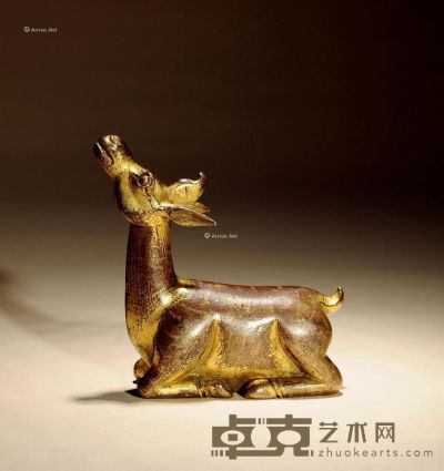 18世纪 铜鎏金卧鹿 长8.5cm