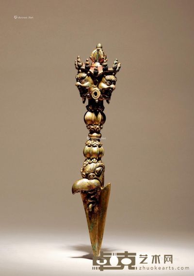 18世纪 铜鎏金金刚橛 长25.5cm