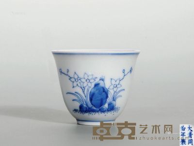 清同治 青花水仙纹杯 直径5.8cm
