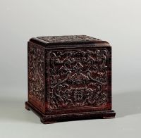 清中期 紫檀雕螭龙纹官印盒