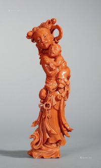 清中期 红珊瑚侍女