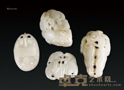 白玉小件 （一组四件） 直径6.3×4.5×3.1cm