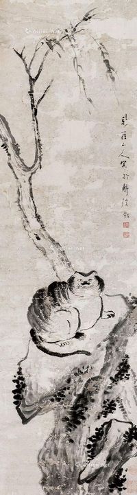 猫图  轴心 水墨纸本