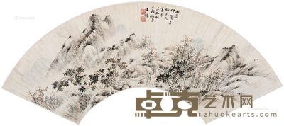 山居图扇面  画心 设色纸本 61×18.5cm