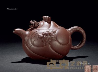 黄达军作 鱼化龙壶 长14.5cm;高8.6cm
