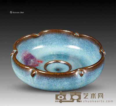 钧窑荷叶口洗 (一件) 直径13cm