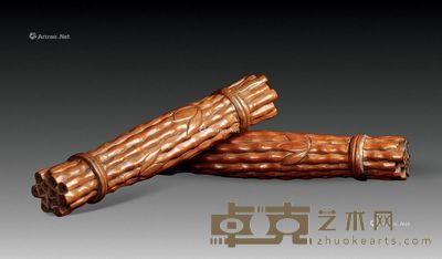 黄杨木竹节捆镇对 (二件) 12.3×2cm×2