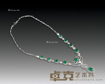 翡翠项链(18K铂金镶石) (一件) --