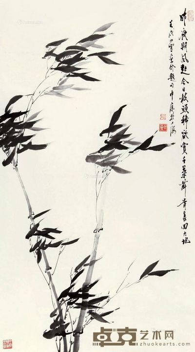 张中原 风竹图 96×52cm