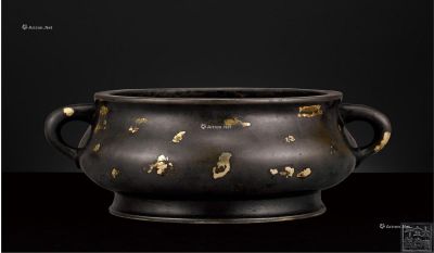 清中期 铜蚰龙耳洒金炉