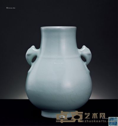 清乾隆 仿官釉鸠耳尊 高21.3cm