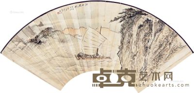 吴镜汀 江上风帆 19×53cm