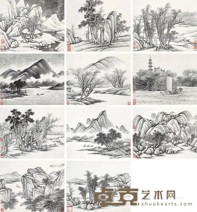 李承然 山水 25×32cm×12