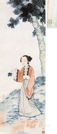 居廉 梧桐仕女