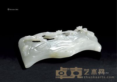 清 青白玉梅枝纹墨床 长10.3cm