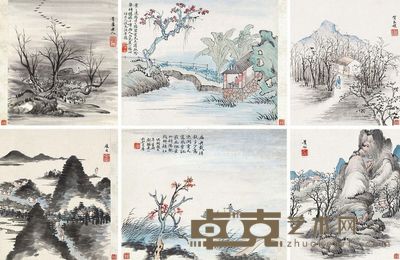 贺良朴 山居图册 21×18cm×12