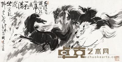 刘旦宅 八骏图 68×132cm