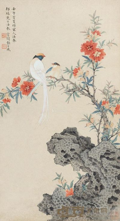 张守成 海棠小鸟 61.5×33cm