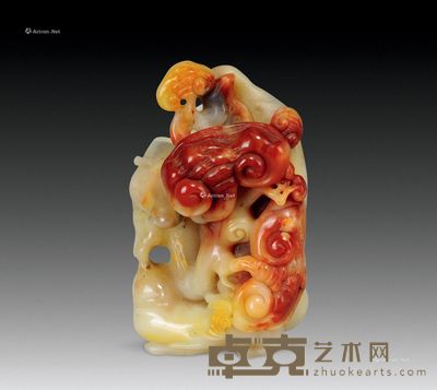 巧色芙蓉灵芝镇纸 9.5×6×5cm