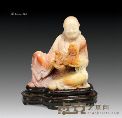 民国 寿山石“戏狮”罗汉 高12cm