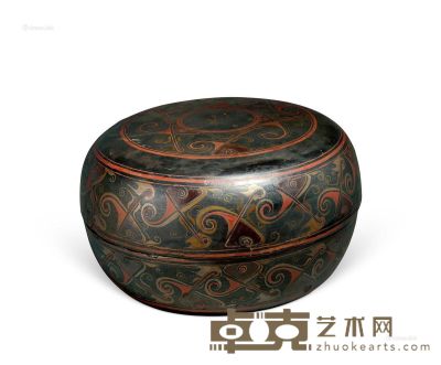 战国 彩绘漆圆盒 高12.5cm；直径20.5cm