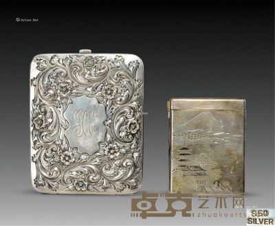 清 纯银盒钟、烟盒 （两件） 宽11cm；高8cm