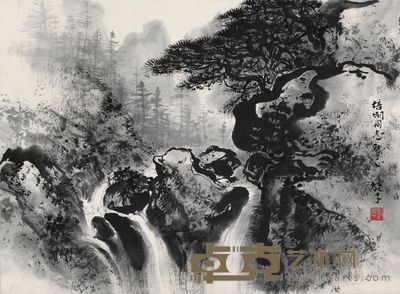 黎雄才 松溪飞瀑 36×48.5cm