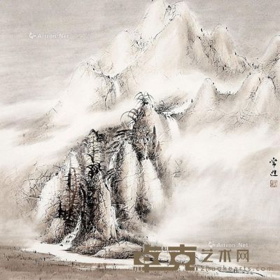 常进 山水 68×68cm