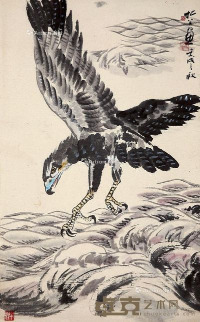 阎松父 鹰 89×55cm
