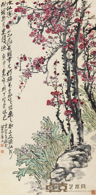 赵云壑 三友图 137×69cm