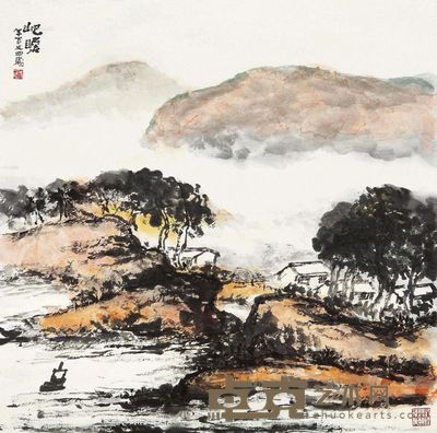 朱屺瞻 轻舟山水 68×68cm