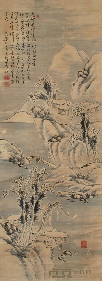 简馏 雪山图 134×47cm